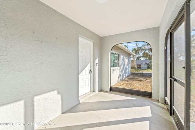 view of unfurnished sunroom