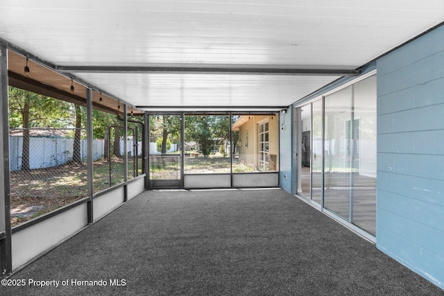 view of unfurnished sunroom