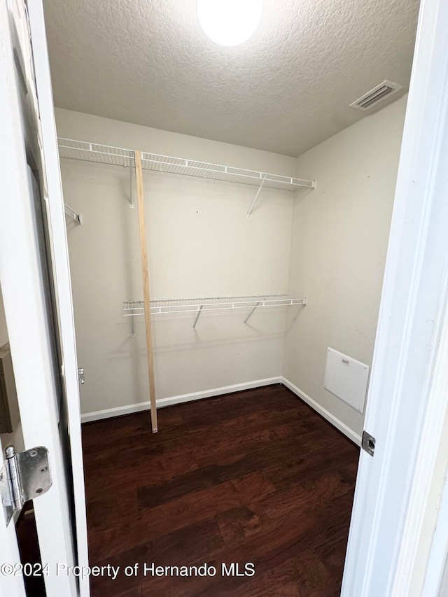 walk in closet featuring dark hardwood / wood-style floors