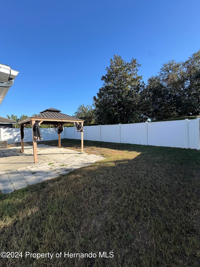 view of yard with a gazebo