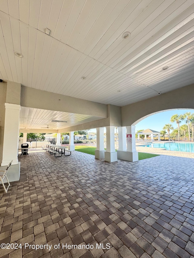 view of patio / terrace featuring a fenced in pool