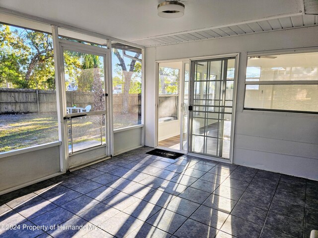 view of unfurnished sunroom