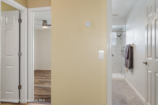 hall featuring light hardwood / wood-style flooring