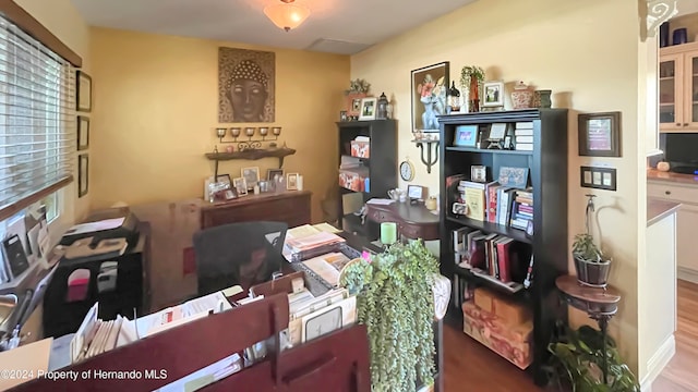 home office featuring wood-type flooring