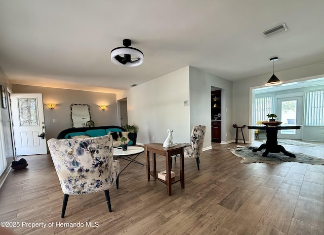 living room featuring wood-type flooring