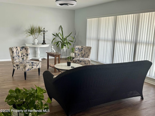 living room with wood-type flooring