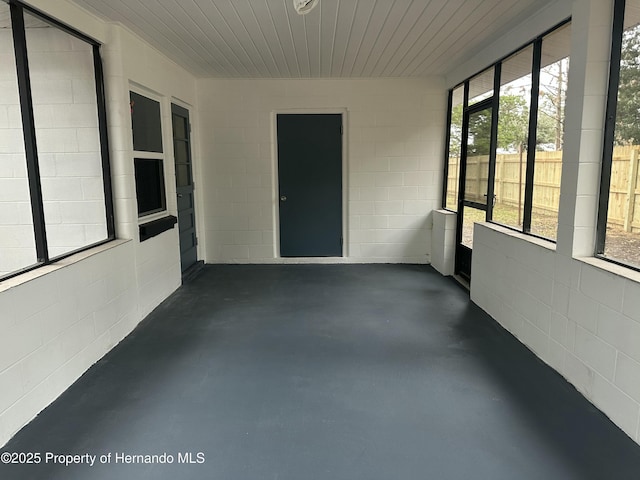 view of unfurnished sunroom