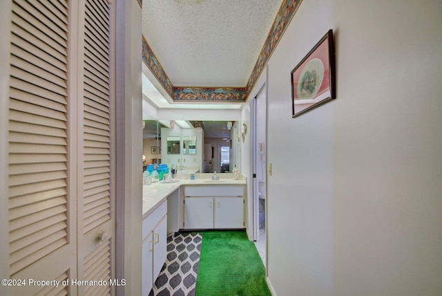 bathroom featuring vanity and a textured ceiling