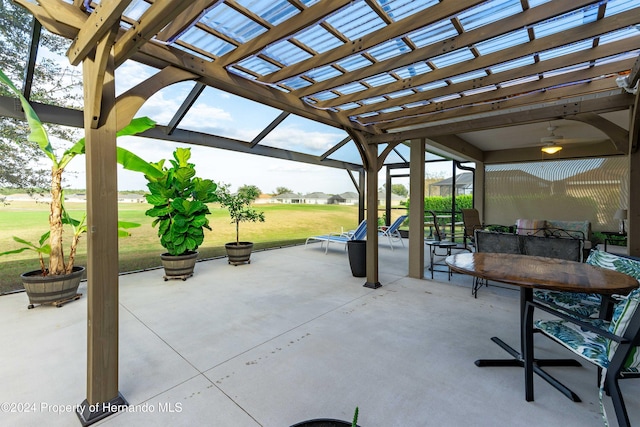 view of patio featuring a pergola