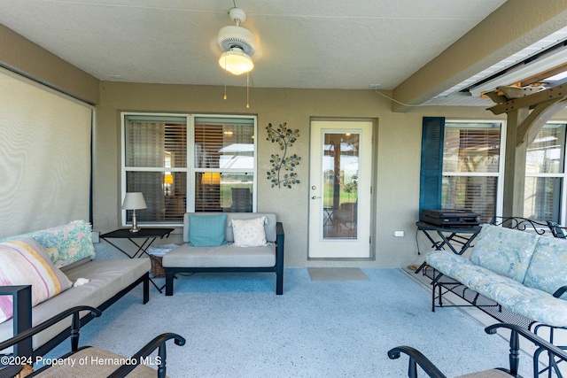 view of patio / terrace with outdoor lounge area and ceiling fan