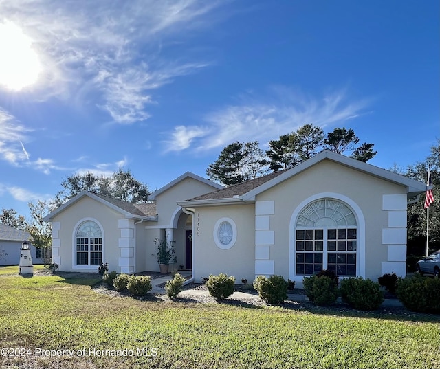 ranch-style house featuring a front yard