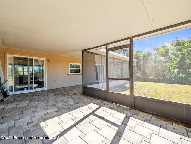 view of unfurnished sunroom