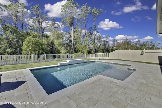 view of swimming pool featuring a patio area