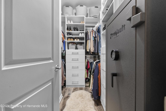 spacious closet with hardwood / wood-style flooring