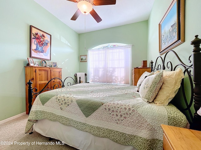 bedroom with carpet and ceiling fan