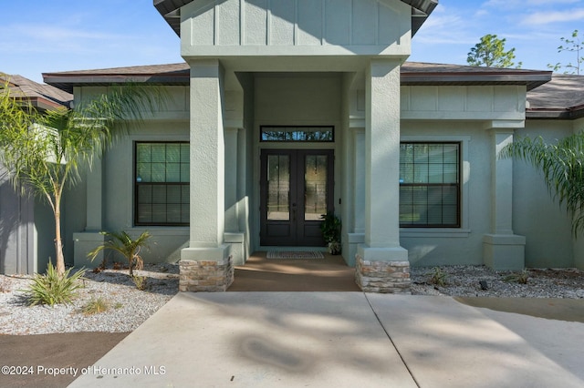 entrance to property with french doors