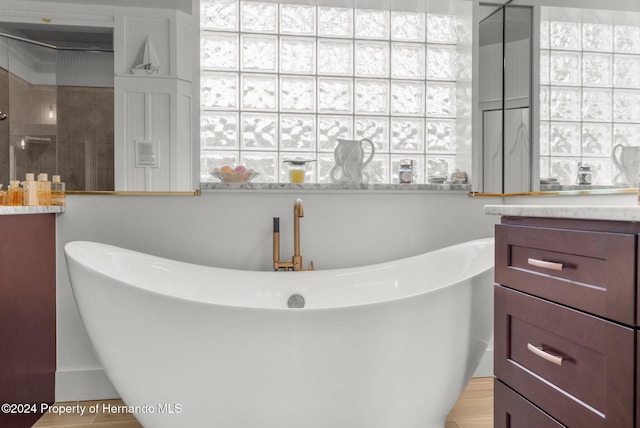 bathroom with a bathtub and vanity