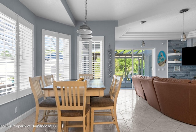 tiled dining room featuring plenty of natural light