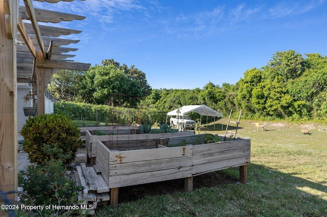 deck featuring a lawn