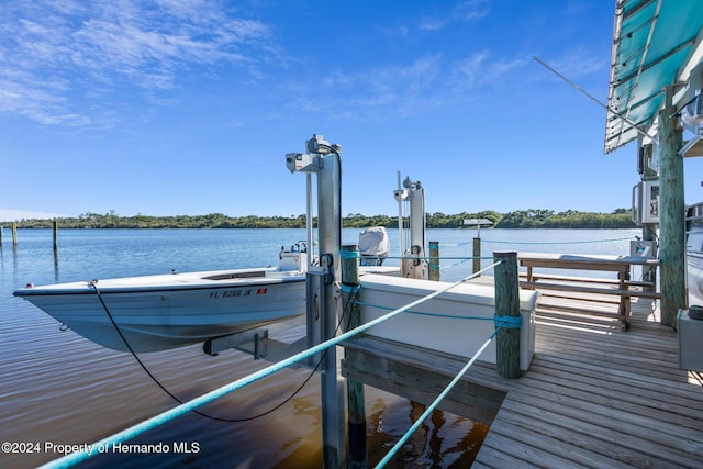 dock area featuring a water view