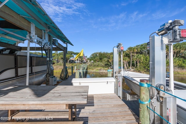 view of dock featuring a water view