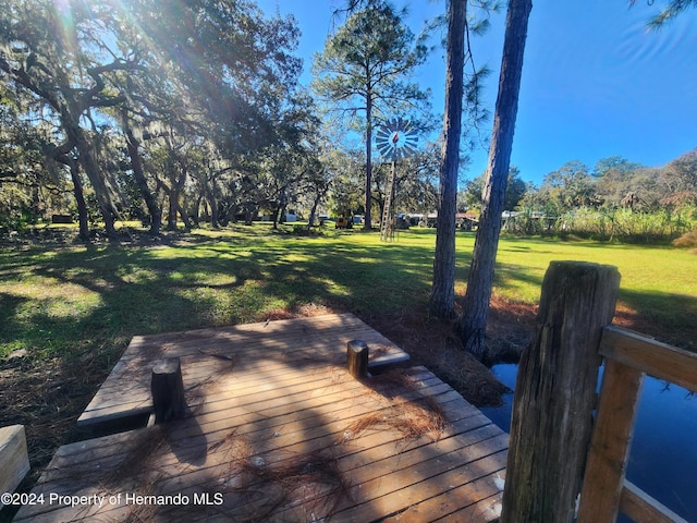 view of yard with a deck