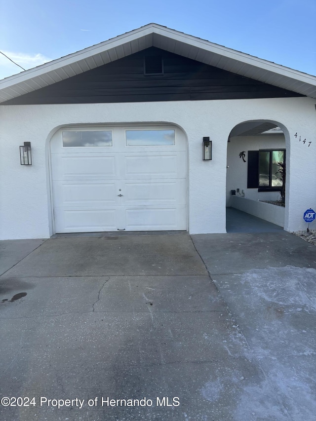 view of garage