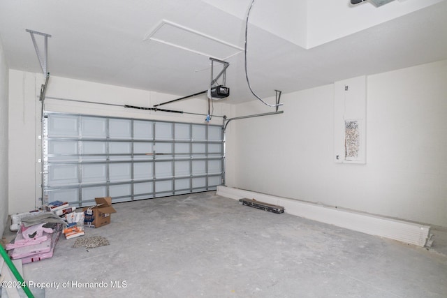 garage with a garage door opener