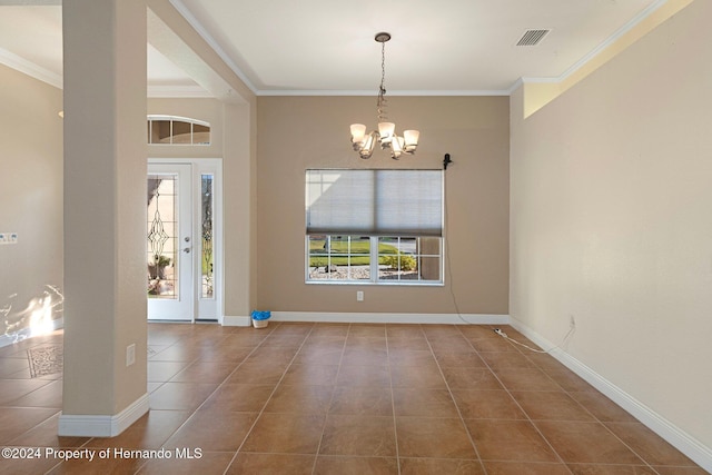 interior space with plenty of natural light and ornamental molding