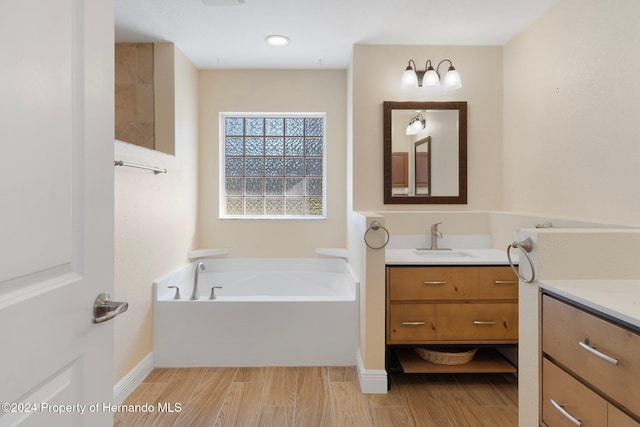 bathroom with vanity and a bathtub