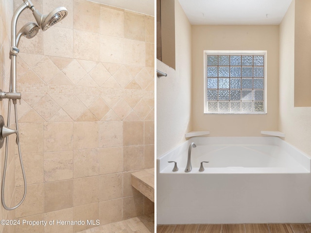 bathroom with independent shower and bath