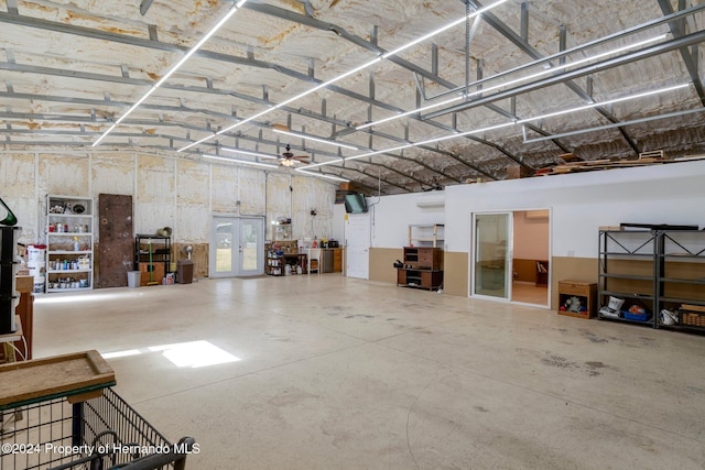 garage featuring french doors