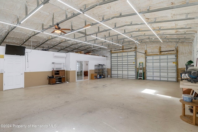 garage with ceiling fan