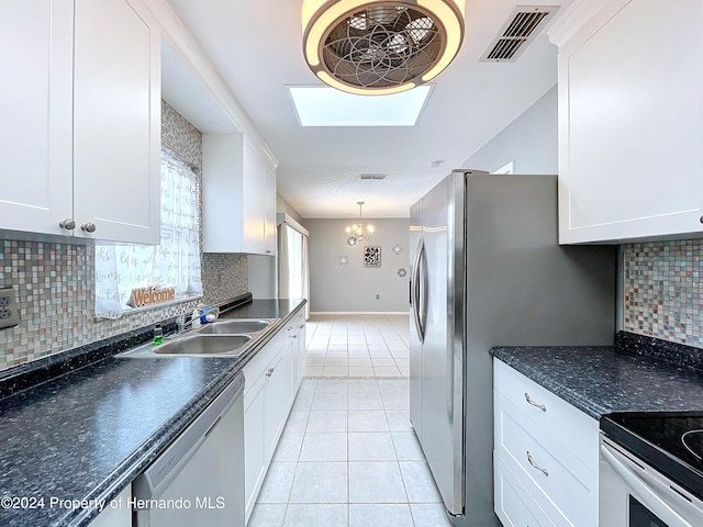 kitchen featuring tasteful backsplash, white cabinetry, sink, and stainless steel appliances