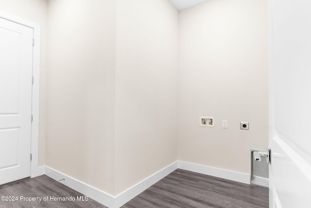 washroom with washer hookup, dark hardwood / wood-style flooring, and electric dryer hookup