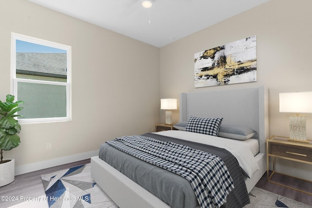 bedroom with light wood-type flooring