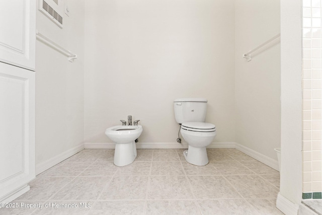 bathroom with a bidet and toilet