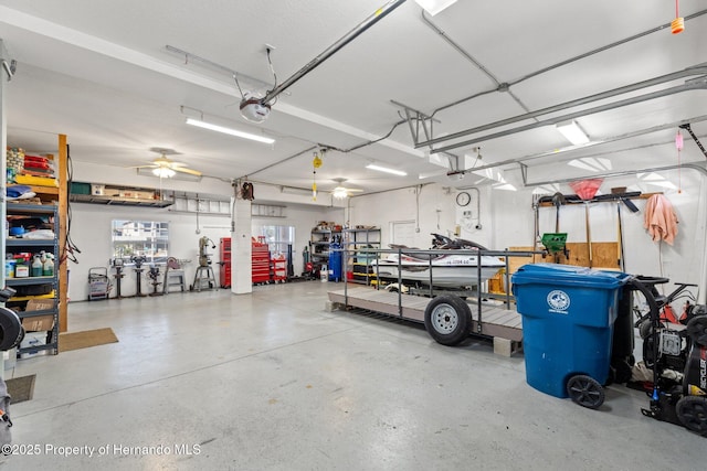 garage with a garage door opener