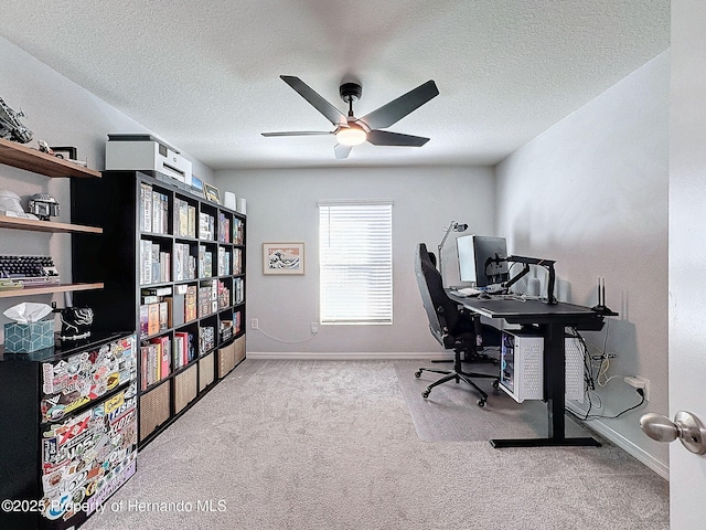 3337 Autumn Amber Dr, Spring Hill, FL 34609 - office space featuring ceiling fan, carpet flooring, and a textured ceiling