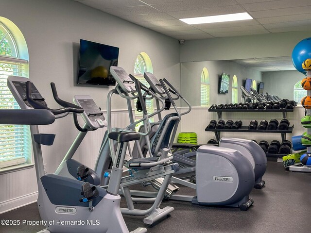3337 Autumn Amber Dr, Spring Hill, FL 34609 - workout area with a paneled ceiling