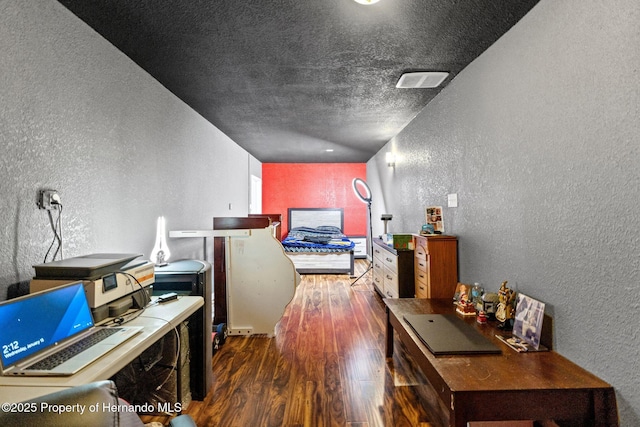 37351 Neighbors Path, Zephyrhills, FL 33542 - hallway with a textured ceiling and dark hardwood / wood-style flooring