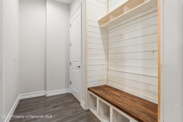 mudroom with dark hardwood / wood-style floors