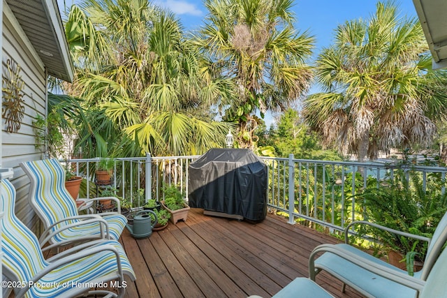 deck featuring grilling area