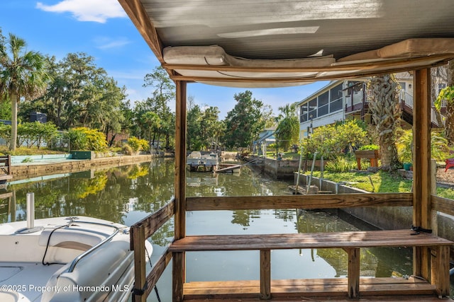 view of dock featuring a water view