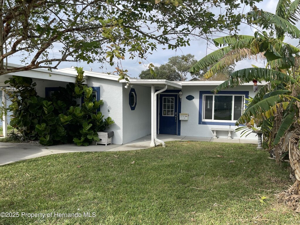 ranch-style house featuring a front yard