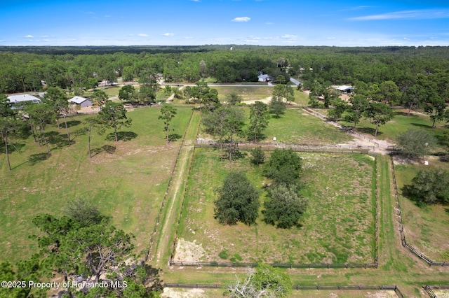 bird's eye view with a rural view