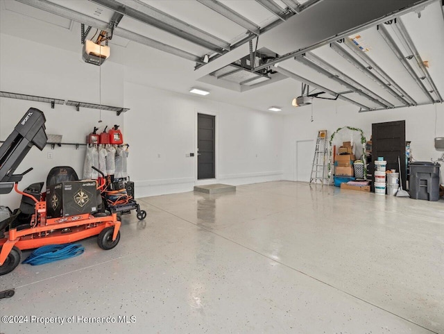 garage with a garage door opener