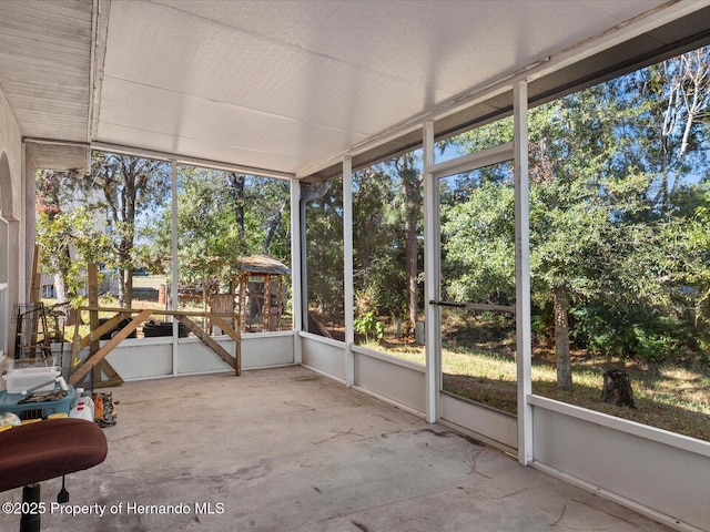 view of unfurnished sunroom