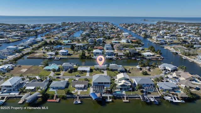 bird's eye view featuring a water view