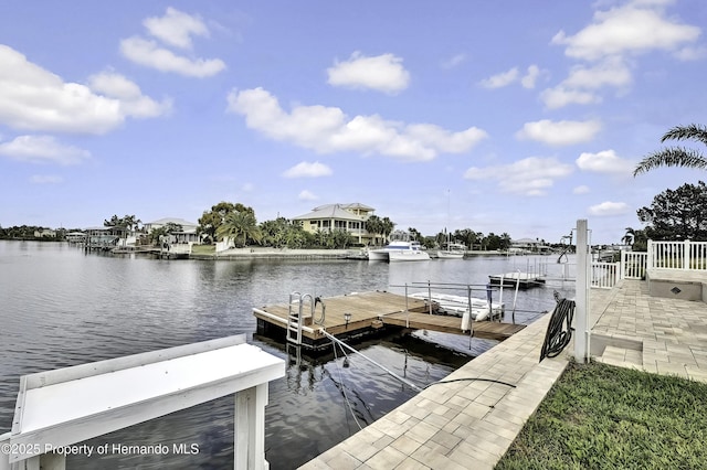 view of dock featuring a water view